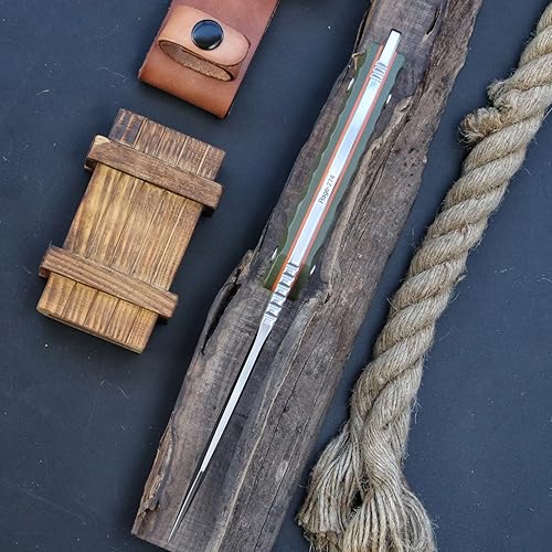 Miniatura 8 de LENGREN Cuchillo de hoja fija ATS-34 de acero inoxidable de 10.3 pulgadas con hoja de borde de 5.2 pulgadas y mango G10 para exteriores, táctico,