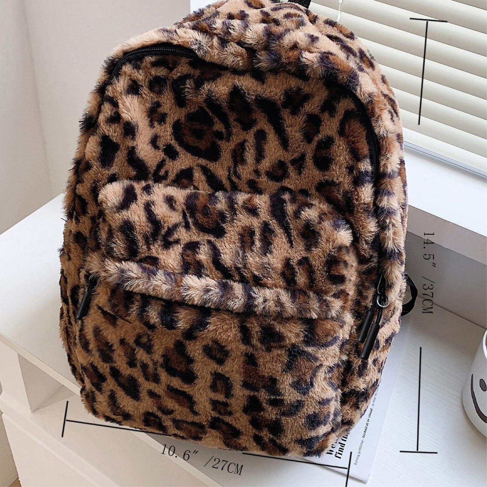 Zaino da Viaggio Stampa Classica Morbido Nero Zipper Tab Tasca Anteriore Sacco Giorno Caldo per Casual Autunno Inverno-Dark Khaki