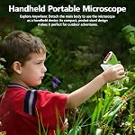 Kids Handheld Mini Microscope with Stand - 2.0" 4K Screen 1000X Digital Pocket Portable Miniscope Science Kit for Boy Girls 4-12 w/Slides Set EVA Case 32G Card