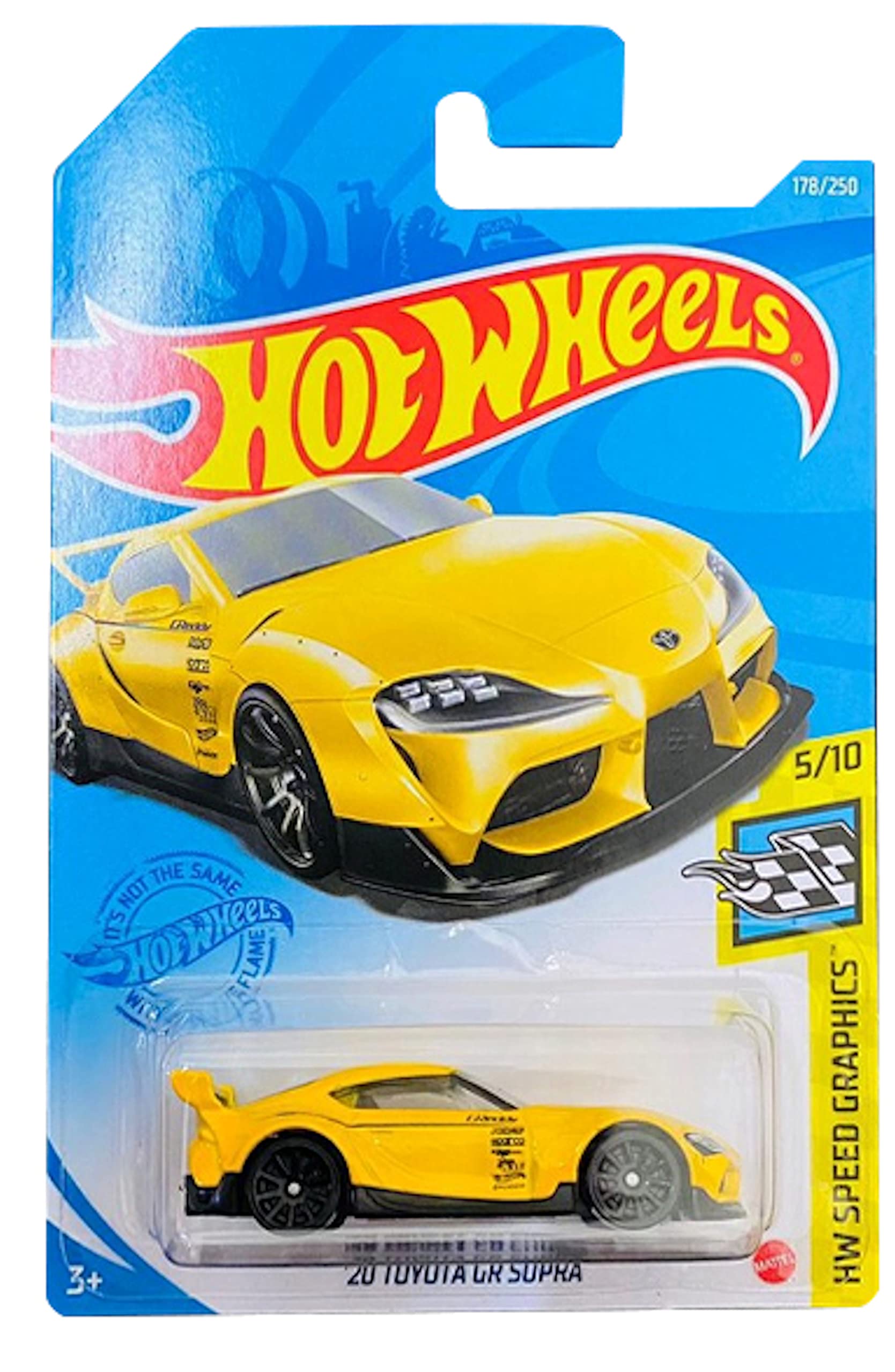Hot Wheels 20 Toyota GR Supra (Yellow) 5/10 HW Speed Graphics - 178/250 (Long Card) GTB76