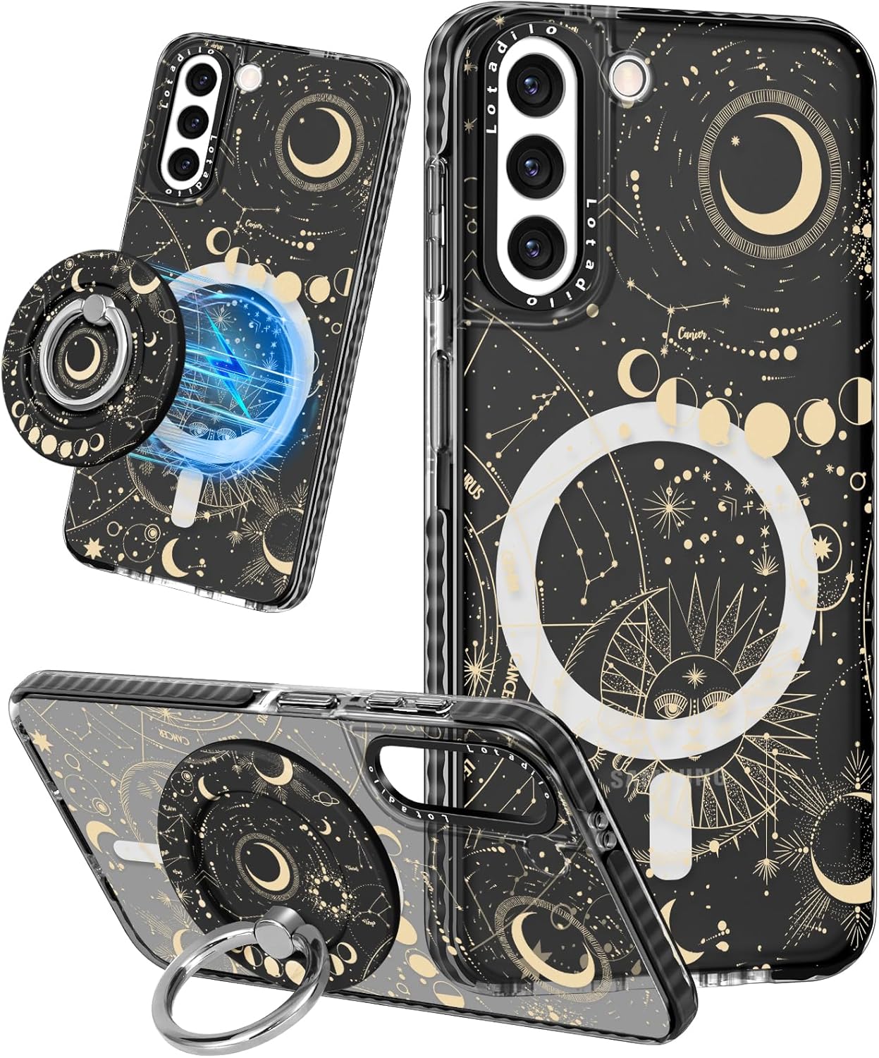 cute case for samsung galaxy s21 plus for women girls - funny design compatible with magsafe magnetic ring holder kickstand art constellation fashion pattern tpu phone covers constellation for samsung s21 plus