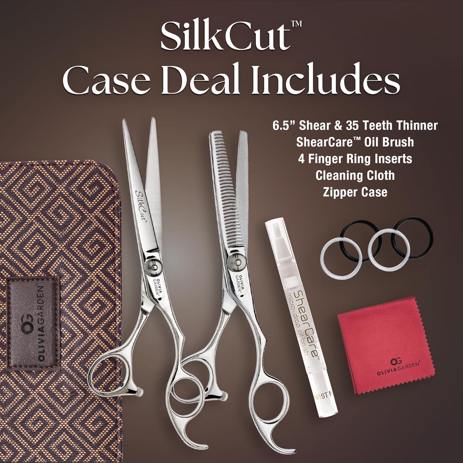 Olivia Garden SilkCut Professional Shear & Thinner Case - Razor Sharp Blade, Ergonomic Handle
