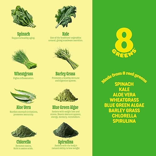 Miniatura 7 de 8Greens Limón y lima, naranja sangre, paquete variado de melocotón, vitaminas diarias súper verdes para energía y apoyo inmunológico (paquete de 3