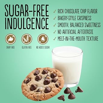 Diablo Sugar Free Chocolate Chip Cookies – Low Sugar Snacks Made with Maltitol, Crunchy Chocolate Flavor Treats for Everyday Snacking, Guilt Free Biscuit Alternative, 130g Pack of 2