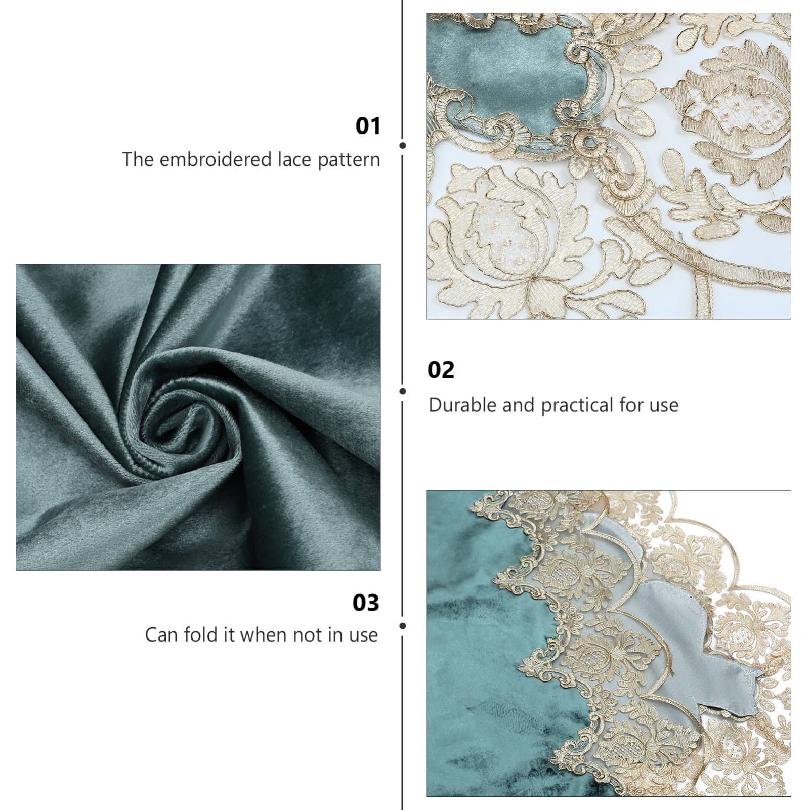 ibasenice Housse Demi-couverture pour Piano Électronique, Motif Dentelle Brodée, Polyester Pliable et Décoratif, Protection Anti-poussière pour Piano