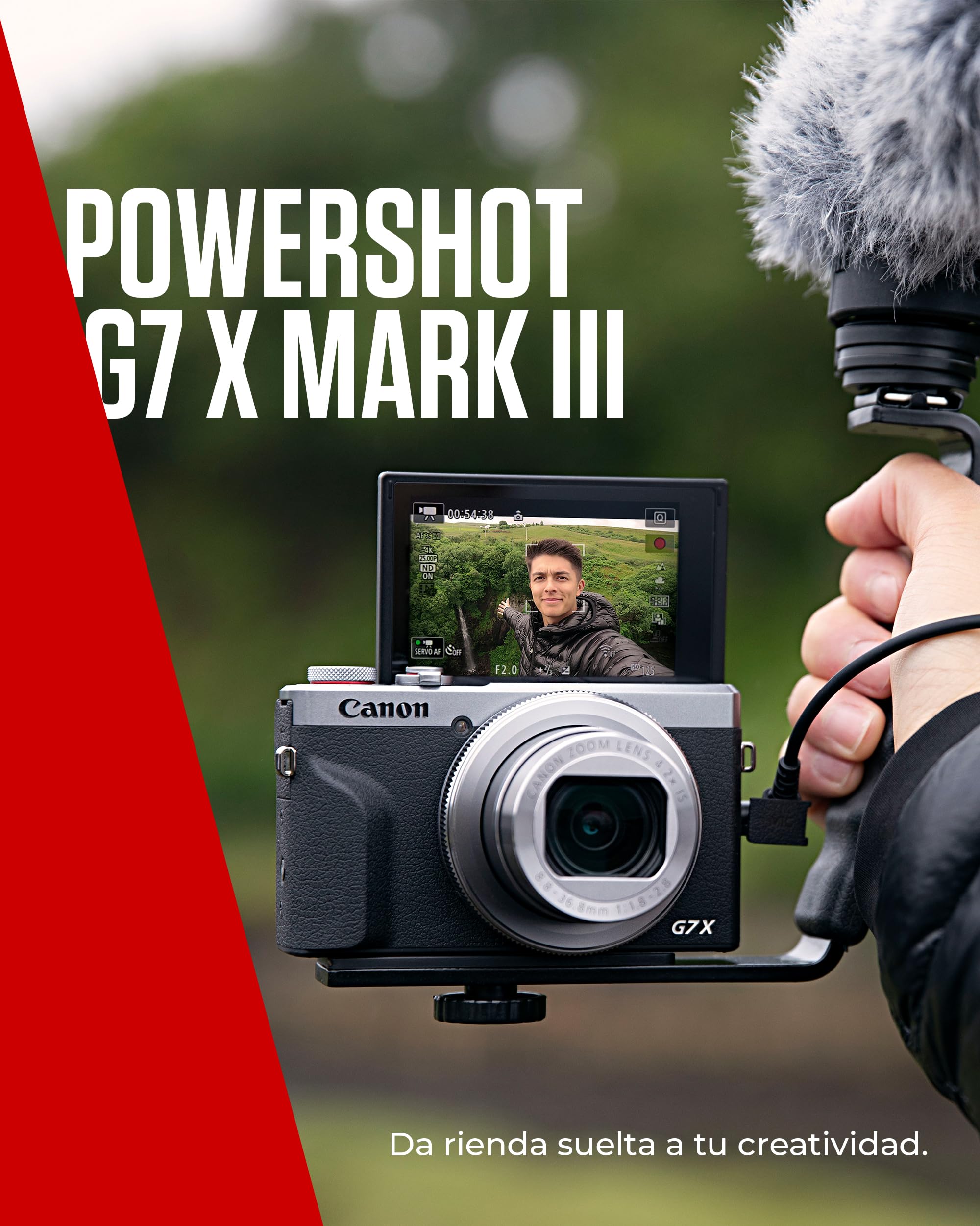 Canon Powershot G7 X Mark III 3638C002 - Cámara Digital (20.1 MP, Pantalla Táctil LCD Plegable de 7.5 cm, Pantalla Abatible, WLAN, Zoom de 4.2X, 4K, CMOS) Plata