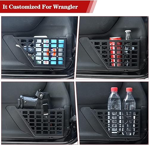 Miniatura 2 de Z8 Bolsillos de almacenamiento de metal para puerta delantera, caja organizadora de inserción lateral para Jeep Wrangler JK JKU 2007-2018 de 24