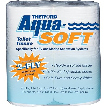 Thetford 03300 Aqua-Soft Toilet Tissue 2-Ply / 4-Pack Quantity 6