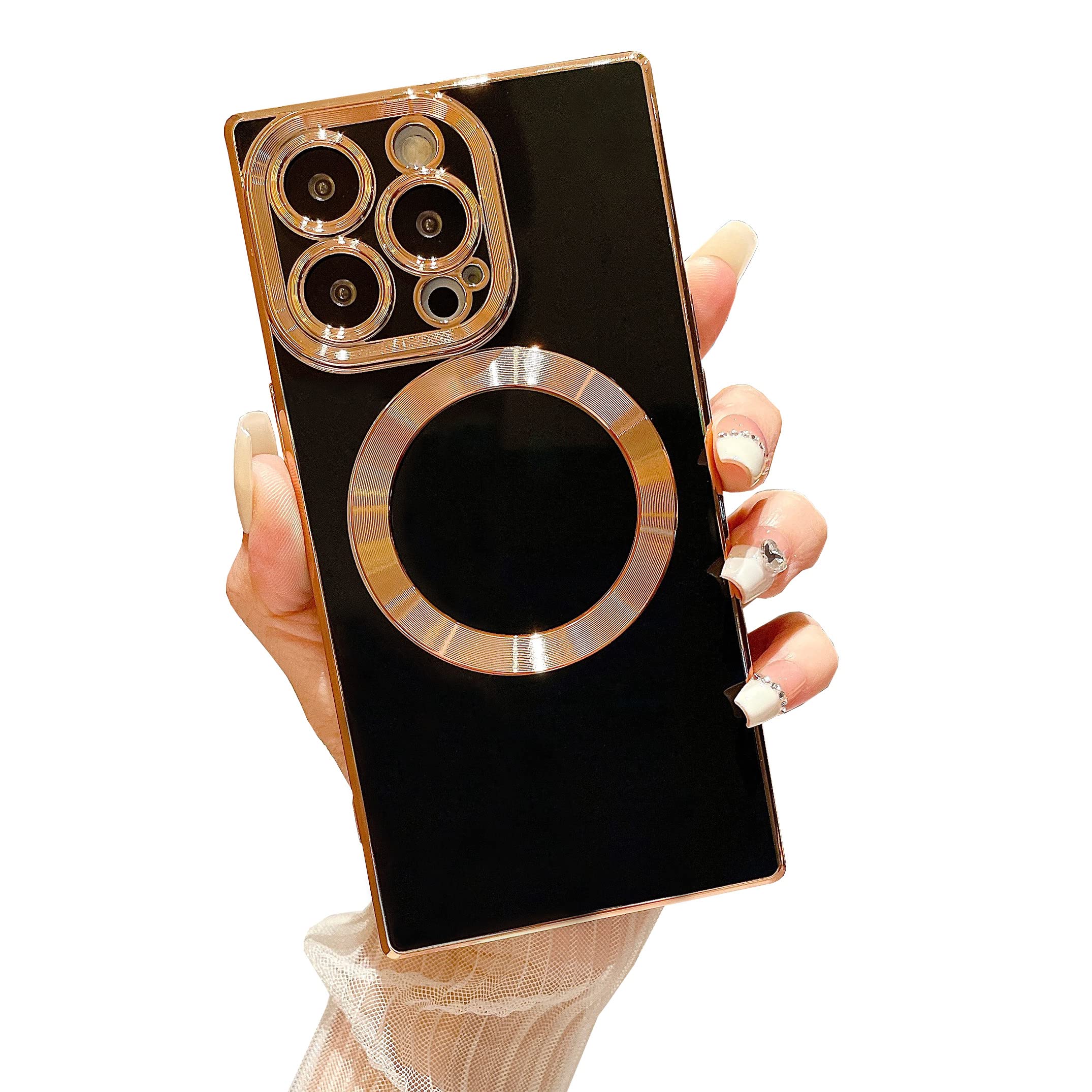 Owncase Magnetic for iPhone 13 Pro Case, (Compatible with MagSafe) (Full Camera Lens Protection) (Reinforced Corners) Shockproof Soft TPU Electroplate