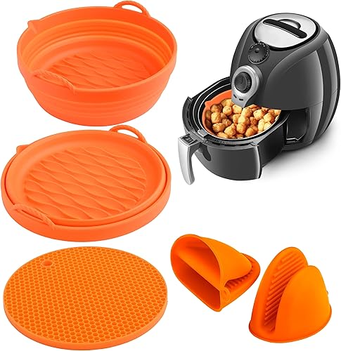 Kitchentastic Accesorios para freidora de aire de silicona. Forros de freidora de aire reutilizables Silicona Reemplaza papel pergamino para