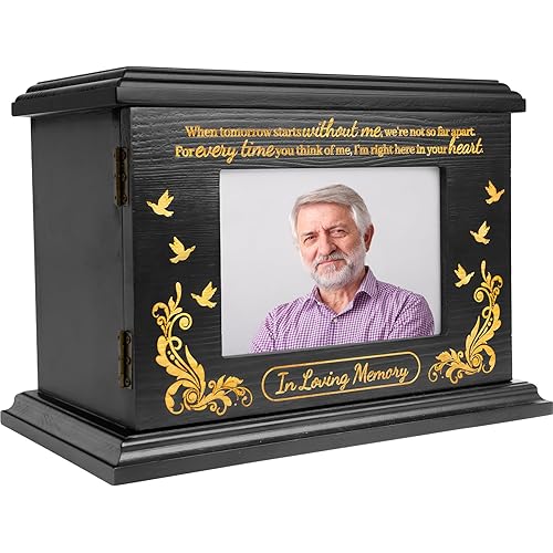 Cremation Urns for Human Ashes - Wooden Urns for Human Ashes Adult Male Female Handmade Tree of Life Urns Box and Casket for Ashes Men Women Pets Urn Burial Funeral Memorial Urns (Black Night)