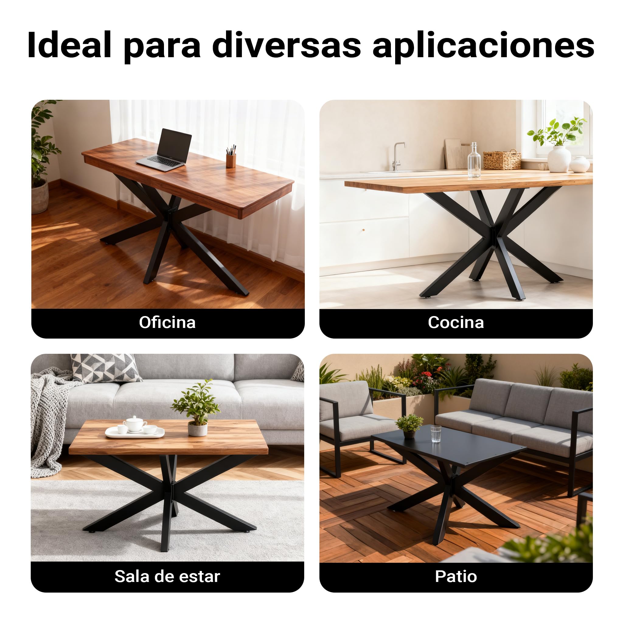 XPOtool Patas de Mesa de Acero Tipo araña 71x78x150cm Negro Marco de Metal Base de Mesa Industrial Muebles