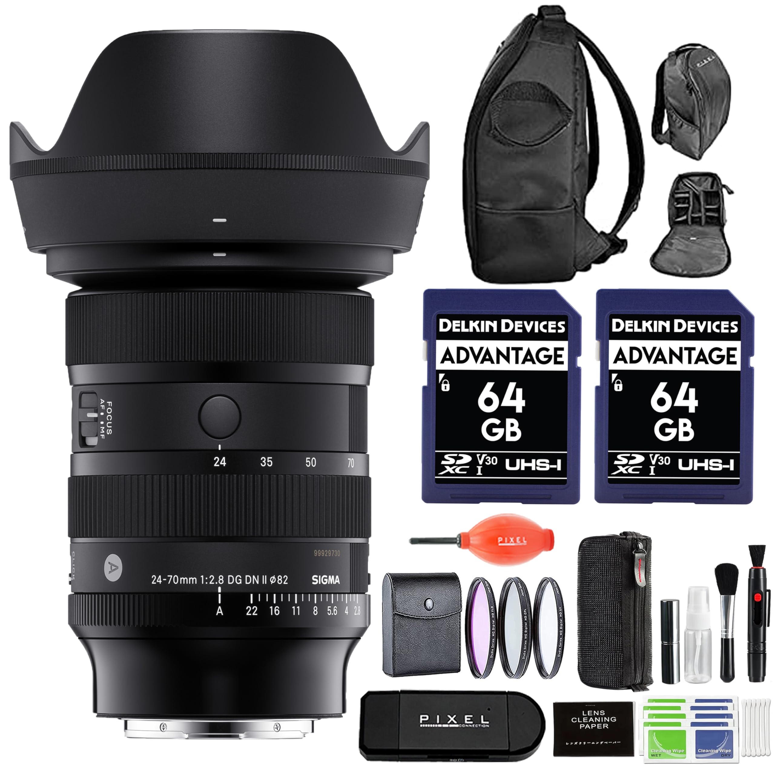 Sigma 24-70mm f/2.8 DG DN II Art Lens for Sony E Mount with Pixel Advanced Accessories & Travel Bundle | 57A965 | Extended 3 Years Manufacturer Warranty | Sigma 24-70mm f/2.8 DG DN II Art