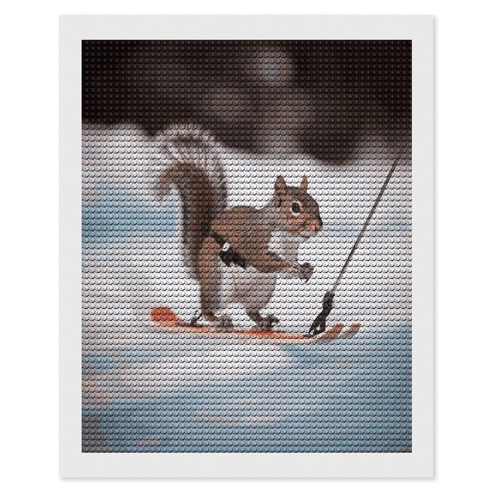 FekiLoot Skiing Squirrel Diamond Painting Kits for Beginners DIY Diamond Art Kits for Adults Full Drill Round Diamond Dot Gem Art Painting Fun DIY Crafts for Home Kitchen Wall Decor Gift 16"x20"