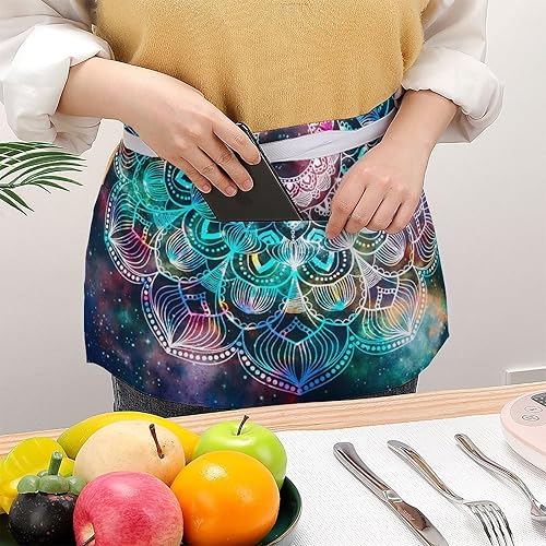 Miniatura 3 de Delantales unisex impermeables para camarera, delantales de camarero, delantal de cintura, bistró, medio delantal con bolsillos para hombres y