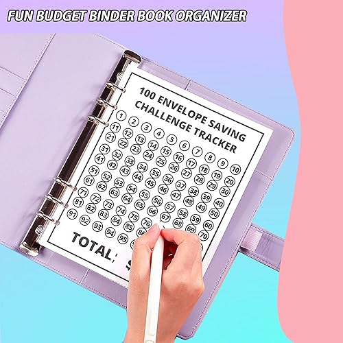 Miniatura 4 de 100 sobres desafío de ahorro de dinero con bonitas calcomanías, carpeta de ahorro de dinero A5 con sobres de efectivo, libro de desafíos de ahorro