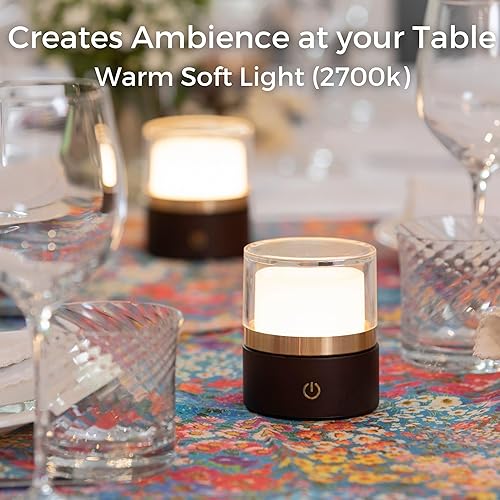 Miniatura 6 de GETSHADY Lámpara de mesa inalámbrica  Lámpara recargable  Lámpara de mesa LED regulable  Lámpara a pilas  Lámpara inalámbrica portátil para sala de