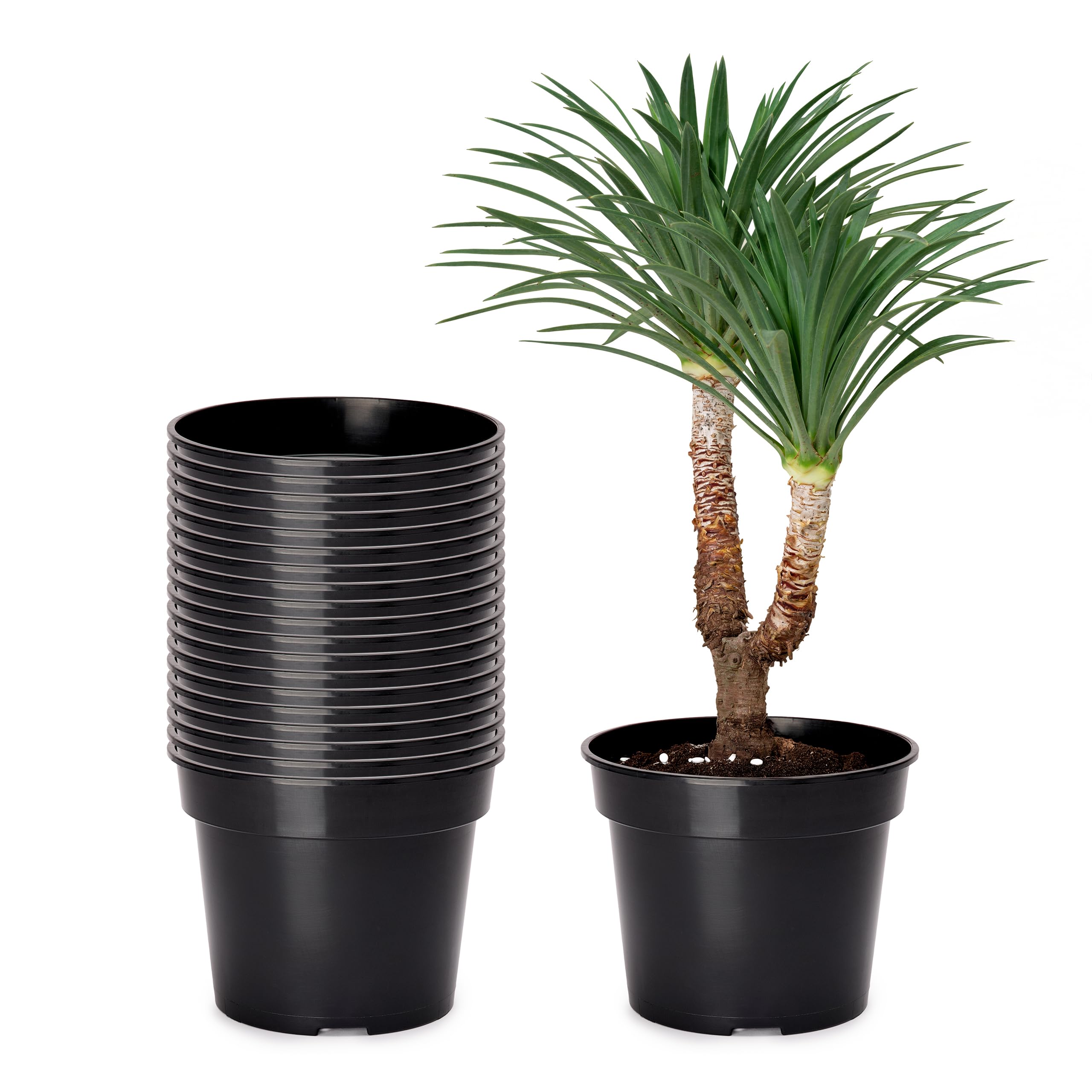 Garronda Macetas de Producción Macetas Redondas para Plántulas de Flores y Plantas GD-0025 (10 Piezas Negro, ⌀ 17 cm H 13 cm) — view 10