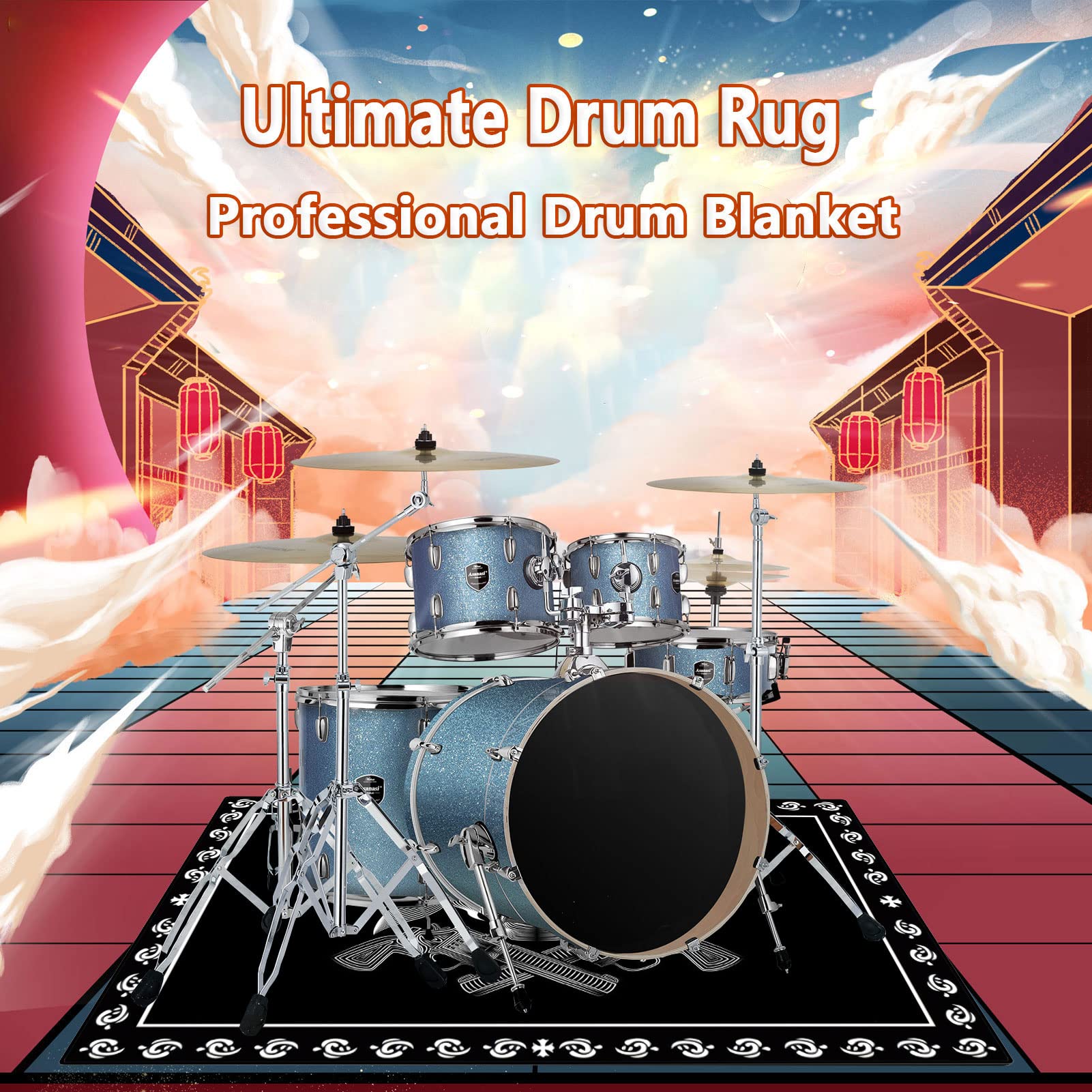 EYZO Drum Teppich Schlagzeug Teppich Trommel Schallschutz Teppich Schalldicht Matte für E Drum Schlagzeug Elektronisch Snare Teppich Snare Drum Musikinstrumente rutschfeste Teppiche, 160CMx120CM