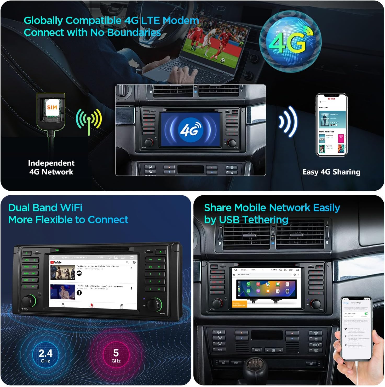 Smartphone connection options for XTRONS car radio