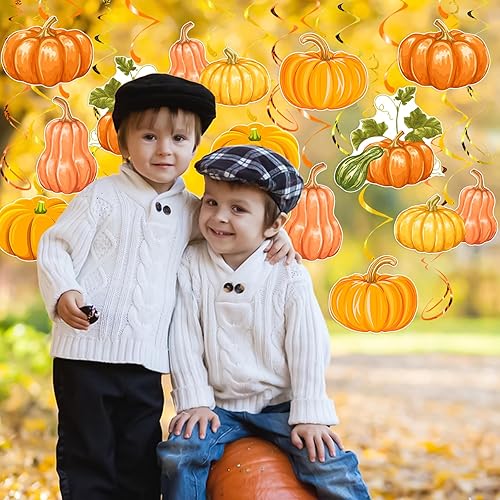 Miniatura 6 de 30 piezas de remolinos colgantes de calabaza de otoño, decoraciones colgantes para techo de Acción de Gracias, remolinos de calabaza, serpentinas