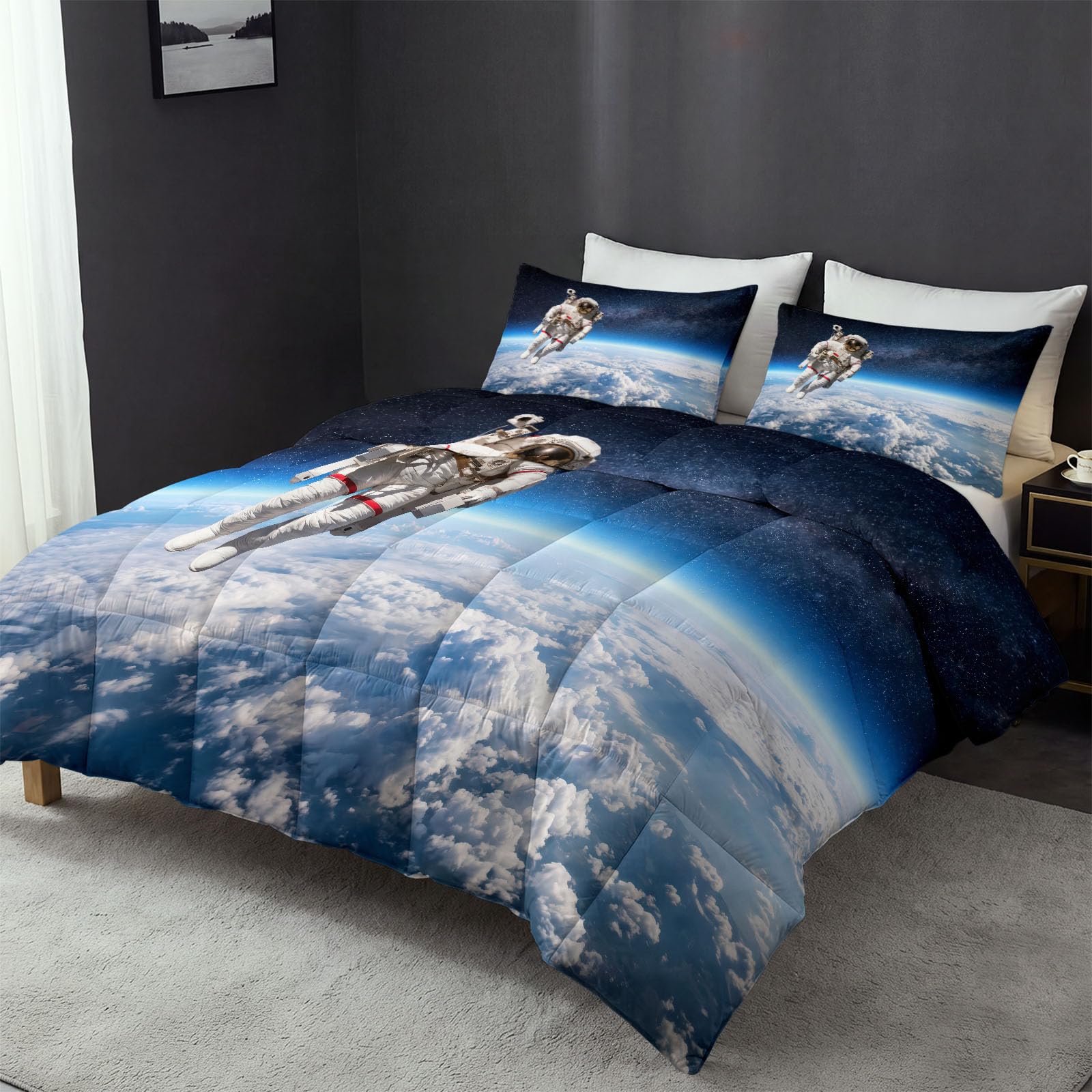 Blau Galaxie Weltraum Bettdecke 4 Jahreszeiten, 220x240 cm