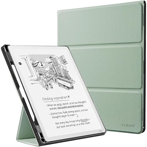 CoBak Case for 11" Kindle Scribe 3rd Generation 2025, Kindle Scribe Colorsoft with Two Viewing Angles - All New PU Leather Cover with Auto Sleep Wake, Pen Holder. Sage Green