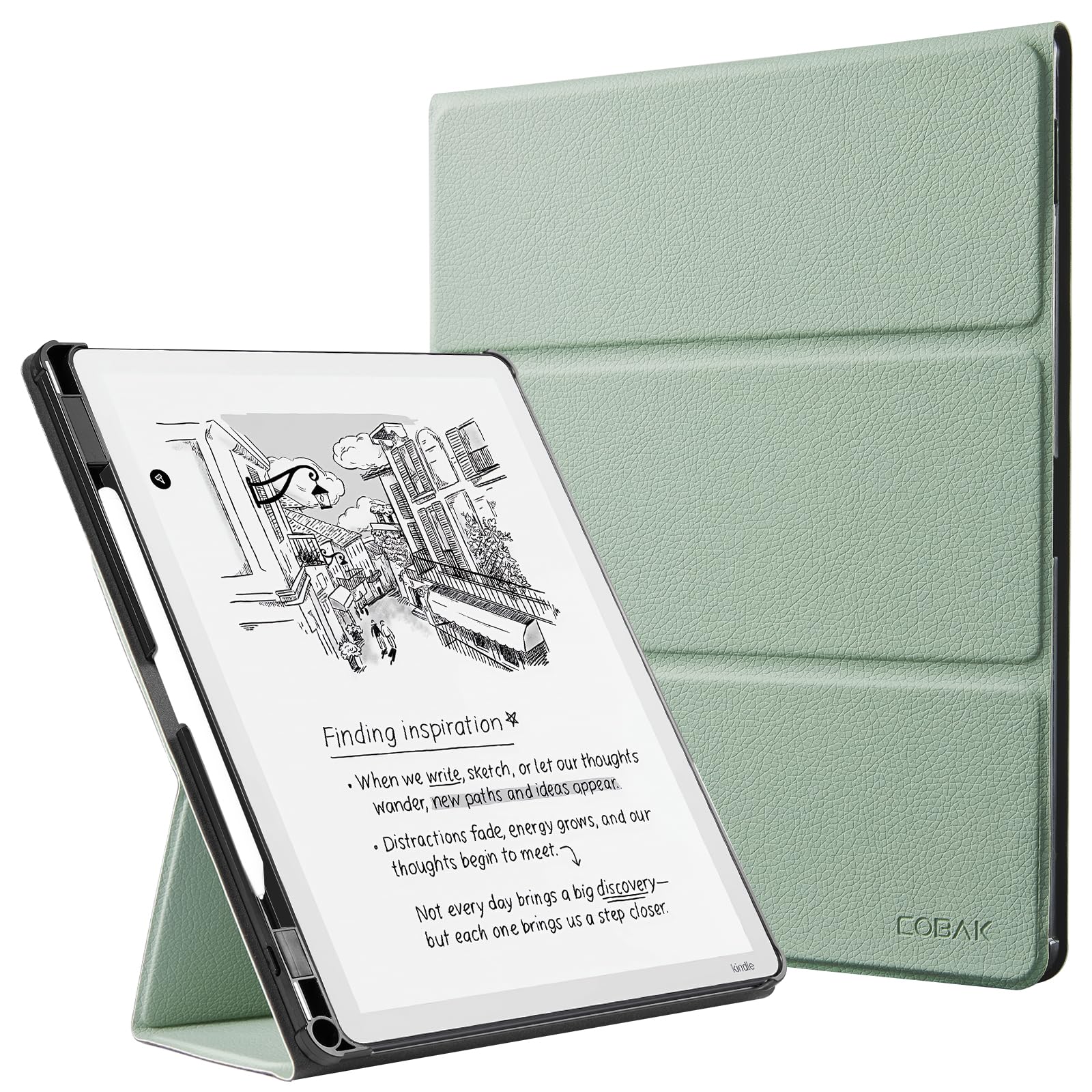 CoBak Hülle für 11" Kindle Scribe 3. Generation 2025, Kindle Scribe Colorsoft mit Zwei Betrachtungswinkeln – Neuartige PU-Lederhülle mit Auto-Sleep-Wake-Funktion und Stifthalter