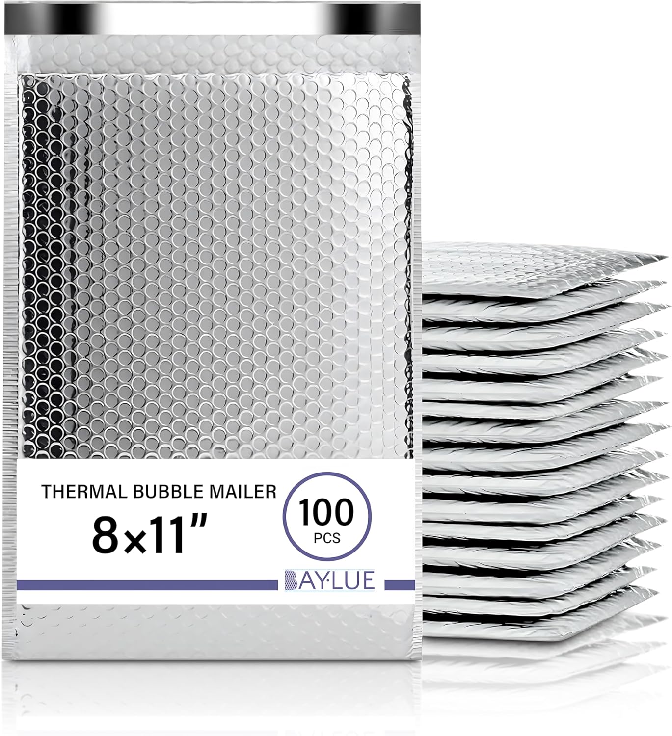 Thermal Bubble Mailer 8"x11" - 100 Pack Bulk | Metallic Bubble Mailers #2| Insulated Mailers for Cold Shipping | Waterproof Thermal Foil Shipping Envelopes | Secure Cold Shipping Bags