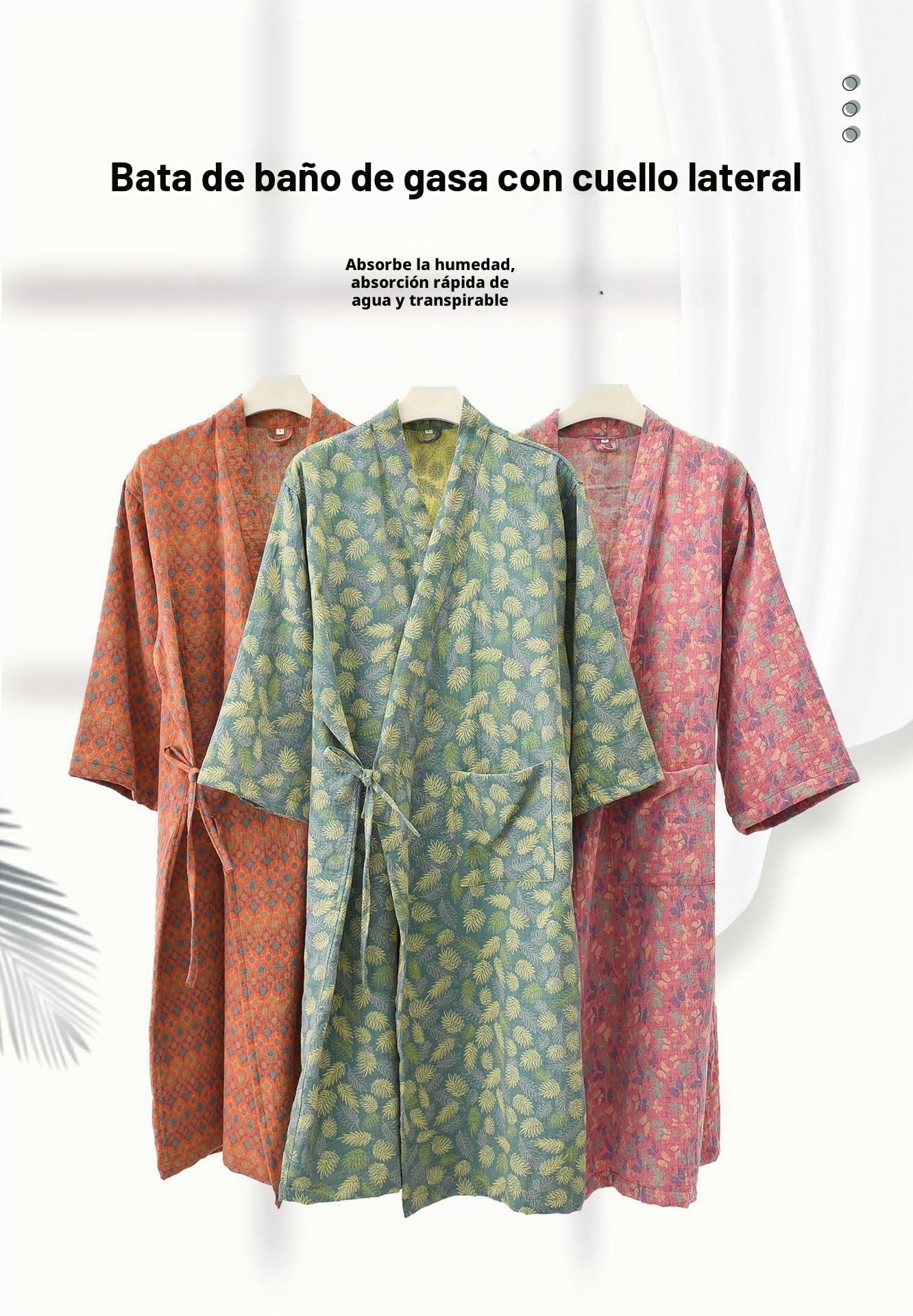 PRINCESS BRIDE Bata tipo kimono japonesa tradicional anudada Yukata de doble capa de gasa teñida de hilo suave para mujer, rosa (b), XL