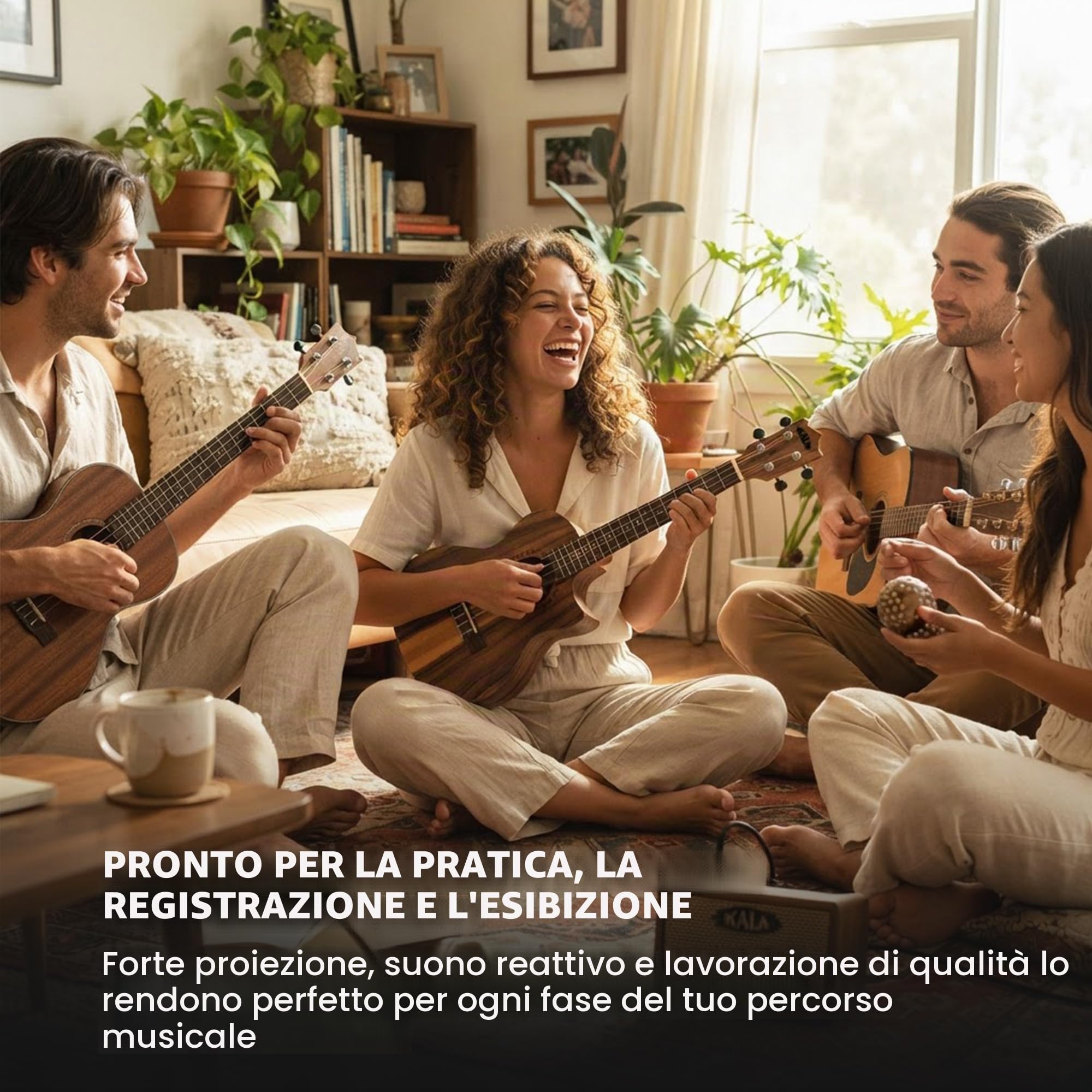 Kala Ukulele tenore tri-top in teak con cutaway ed equalizzazione, ukulele soprano acustico-elettrico, corpo in mogano, ideale per tutti i livelli di abilità, ottimo suono per principianti e