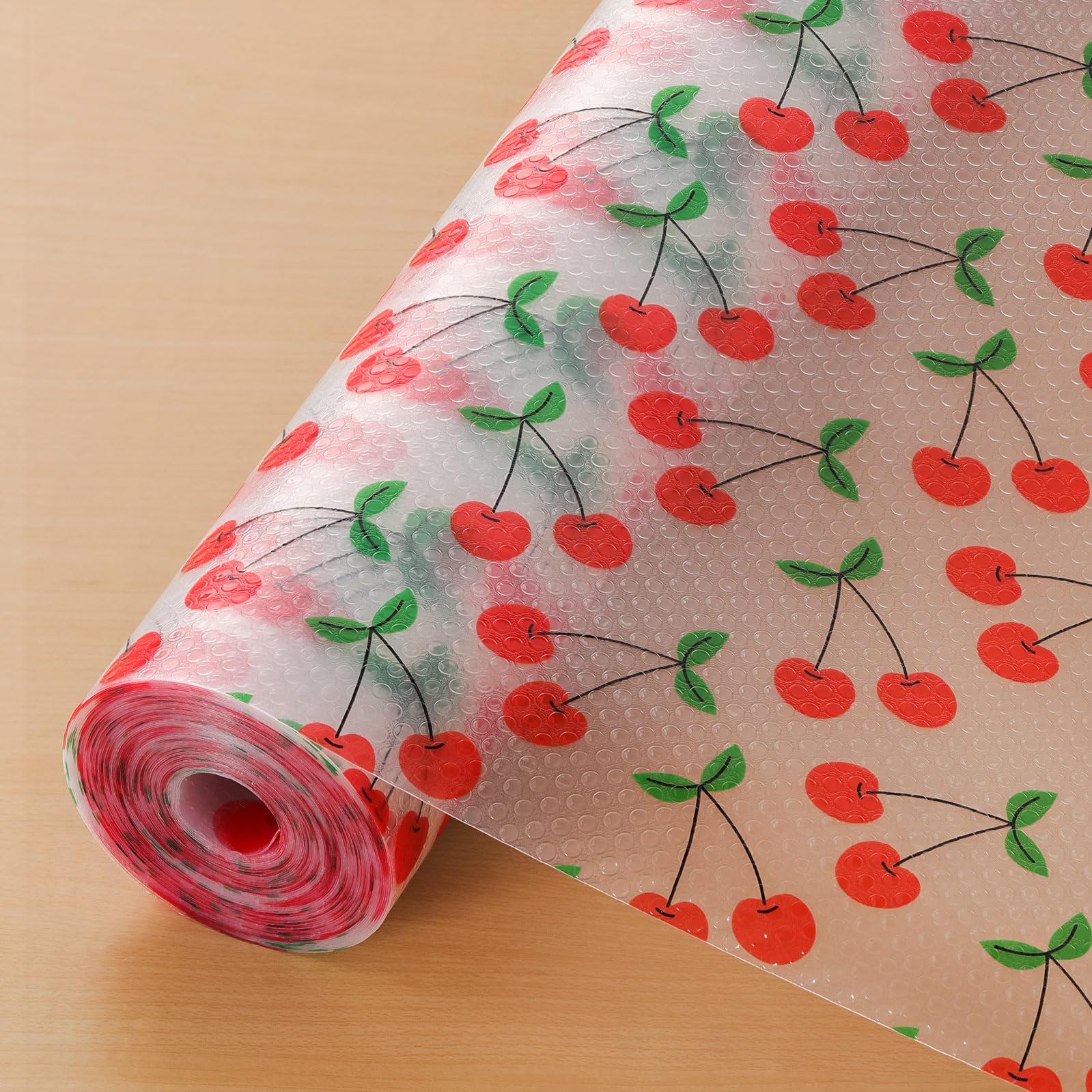 Cooyes Shelf Liner, Non-Adhesive Waterproof Shelf Paper with Fruit Pattern, Easy to Cut and Durable EVA Cabinet & Drawer Mat for Kitchen (11.8 Inch W