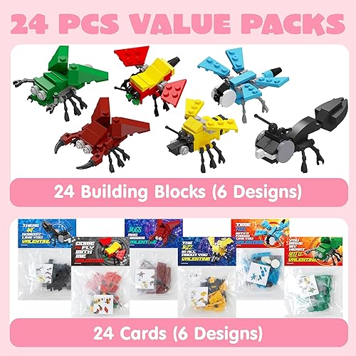 Miniatura 2 de JOYIN Paquete de 24 tarjetas de San Valentín con bloques de construcción de animales para regalos, recuerdos de fiesta, premio de intercambio de