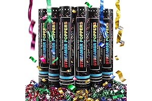 6Pack Streamer Confetti Cannon,12 Inch Multicolor Streamers Confetti Poppers,Launches 20-25FT,Party Poppers
