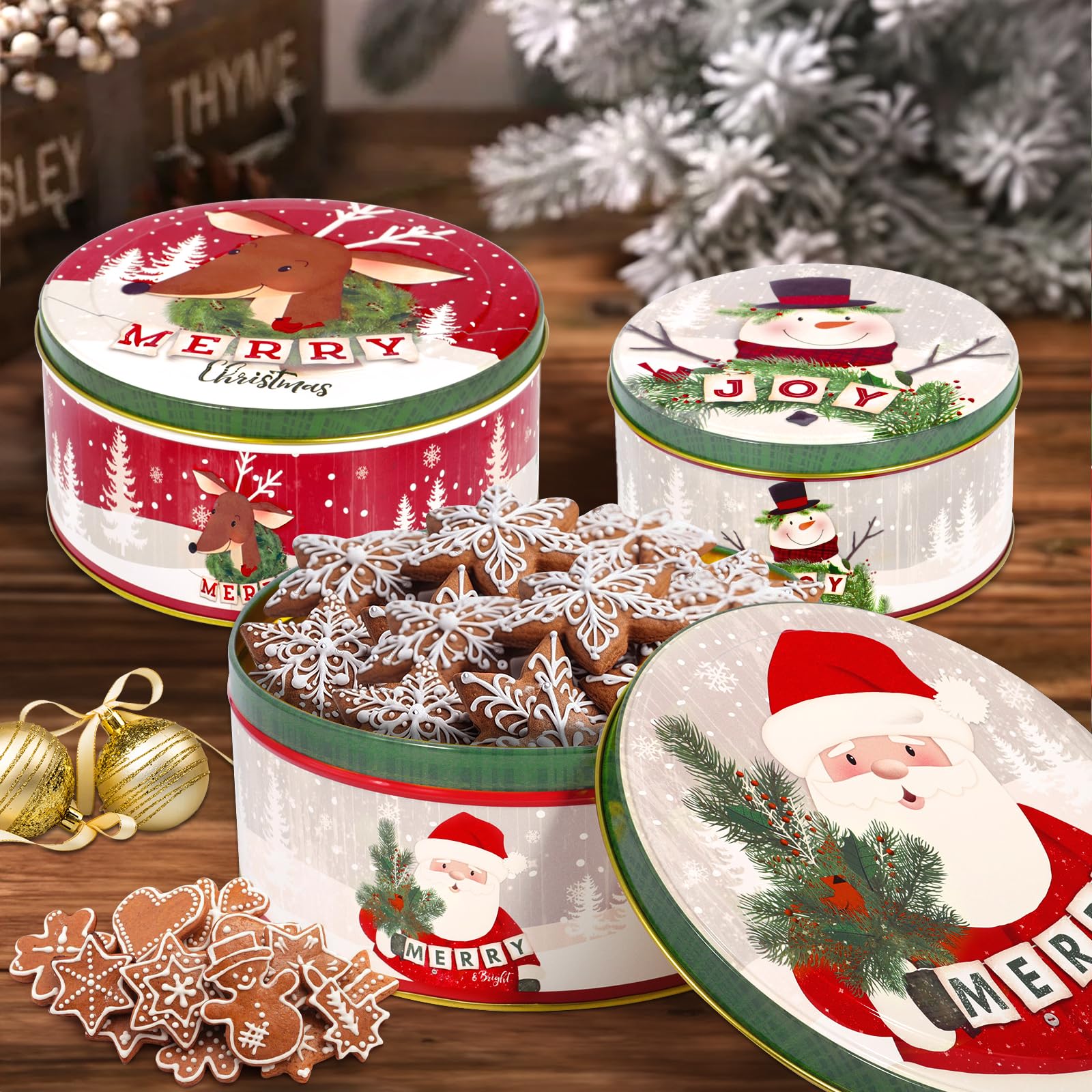 Boîtes à Biscuits De Noël Santa Couvercles Boîte En Fer Blanc Carrée Boîte à Bonbons Vide Boîte