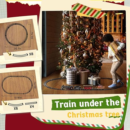 Miniatura 4 de Set de trenes Hot Bee - Juguetes de trenes de aleación para niños con vagón brillante y silencioso, tren de juguete con humo, luces y sonido, tren