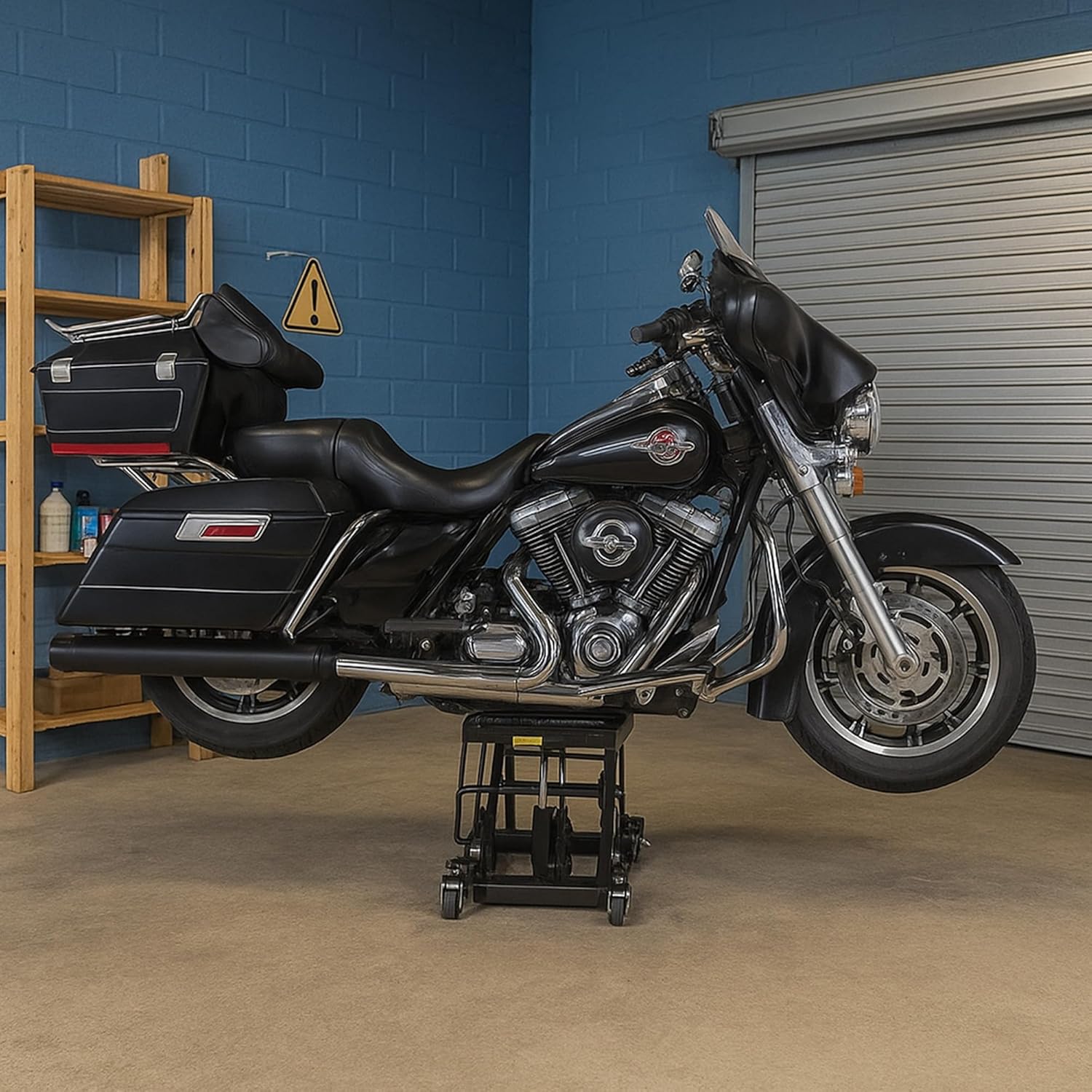 Black Widow Motorcycle and ATV Lift Jack Stand, Hydraulic Operation for Garage Storage and Lifting Vehicles up to 1,500 Pounds, Black