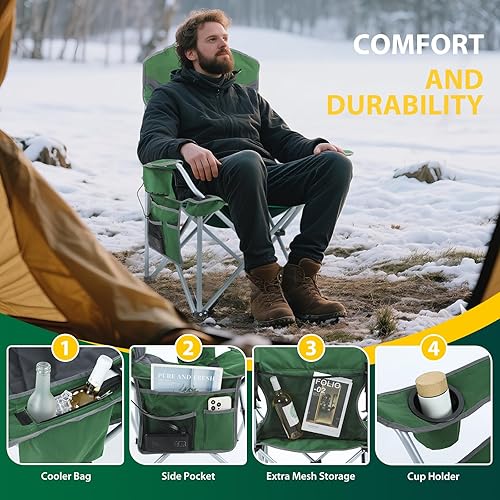 Miniatura 5 de Nice C Silla de camping climatizada con batería, silla climatizada para exteriores, sillas de deportes al aire libre, sillas plegables, con bolsa