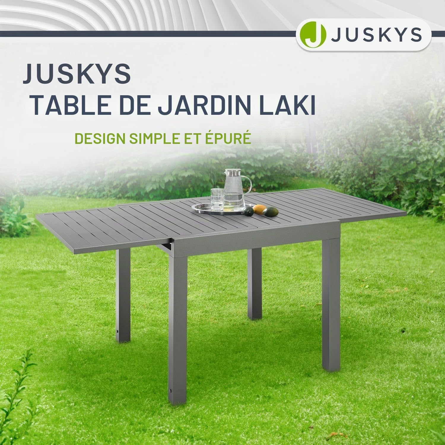 Juskys Table de Jardin Laki de Extensible 70x70 cm Aluminium Anthracite