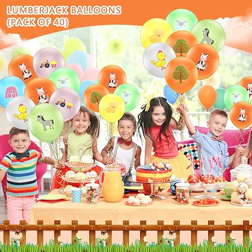 Miniatura 3 de Gejoy 40 globos de látex de animales de granja de 12 pulgadas, pollo, vaca, cerdo, oveja, para animales de granja, niños, cumpleaños, baby shower,