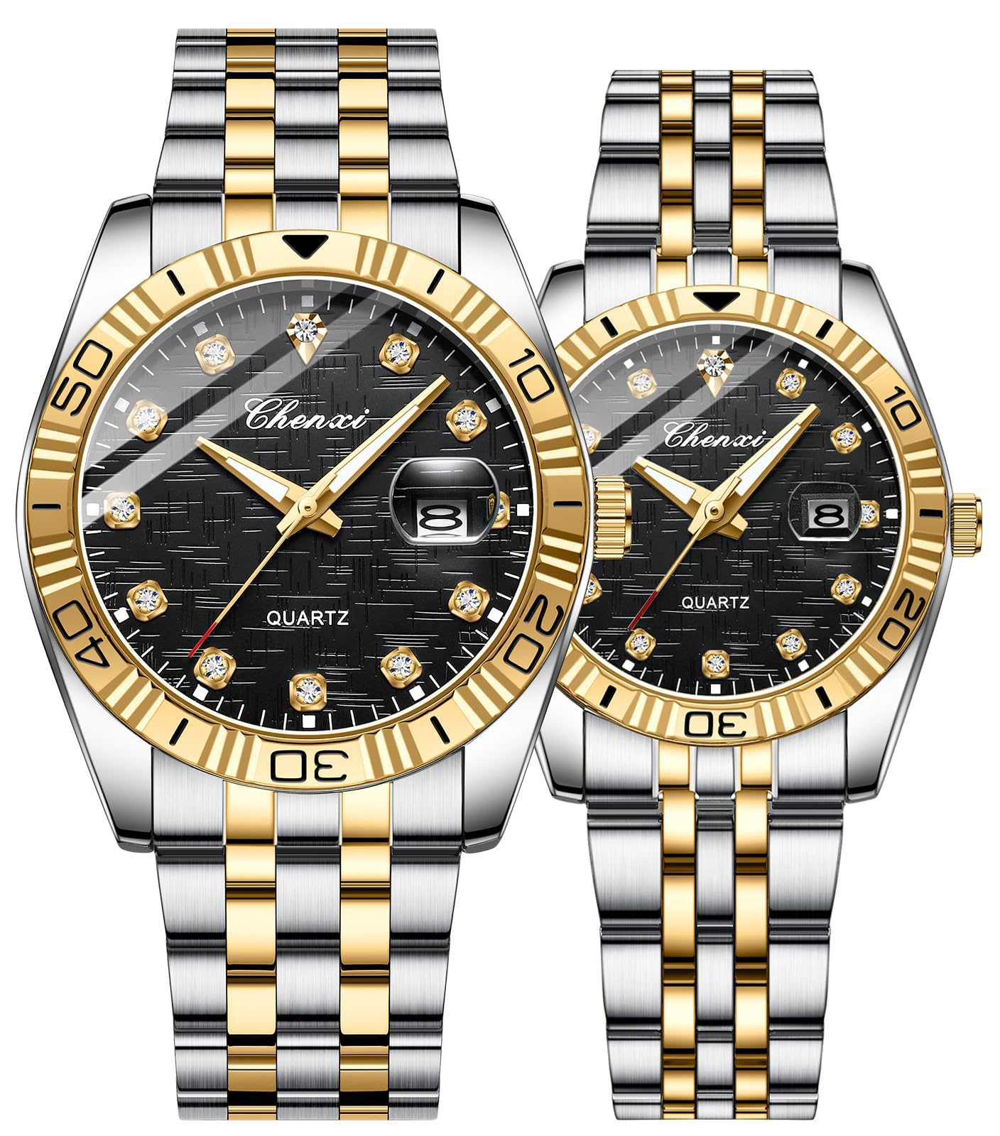 MASTOPSwiss Brand Two Tone Watch Men Women Gold Silver Stainless Steel Waterproof Couple Watches