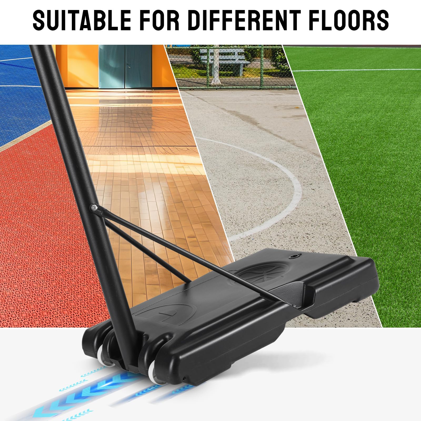 Basketballkorb Outdoor 135-305cm Basketballanlage Standfuß Basketballständer mit 110 x 71 cm Rückwand, Geeignet für Erwachsene, Jugendliche, Kinder im Hinterhof, Garten, Garage, Innenbereich