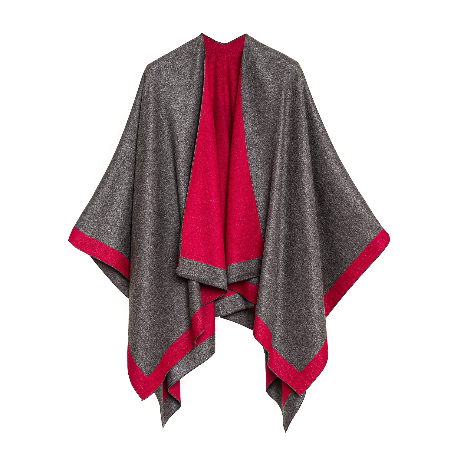 Women's Shawl Wrap Poncho Ruana Cape Cardigan Sweater Open Front for Fall Winter