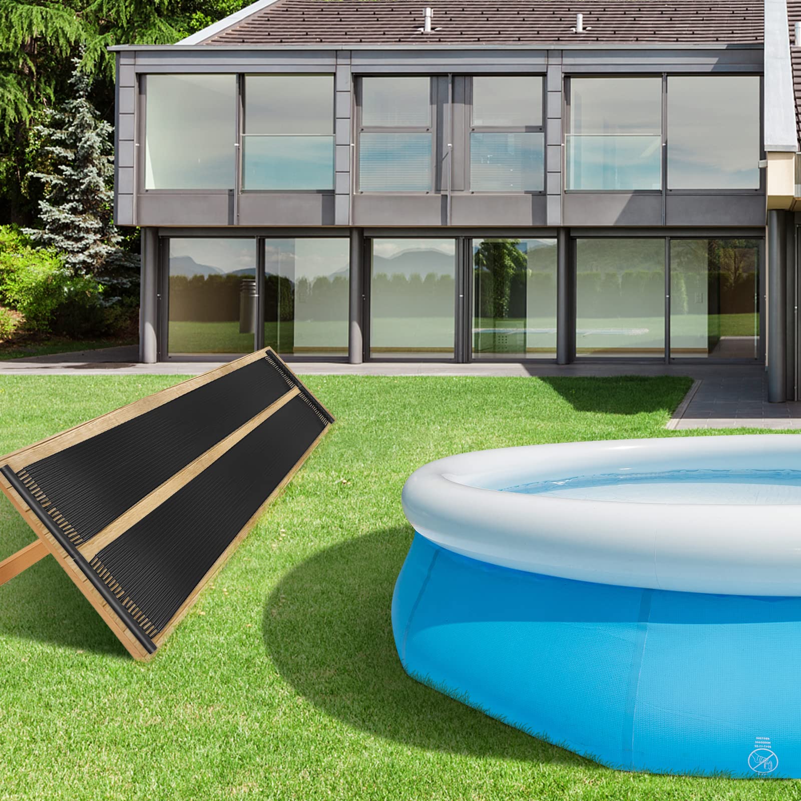 GOPLUS Réchauffeur Solaire pour Piscine en PE, 2 Panneaux de Chauffage Solaire de 500 X 75 CM, Respectueux de l’Environnement, Chauffe-Piscine Solaire pour Piscine Enterrée et Hors Sol de 21 500 L