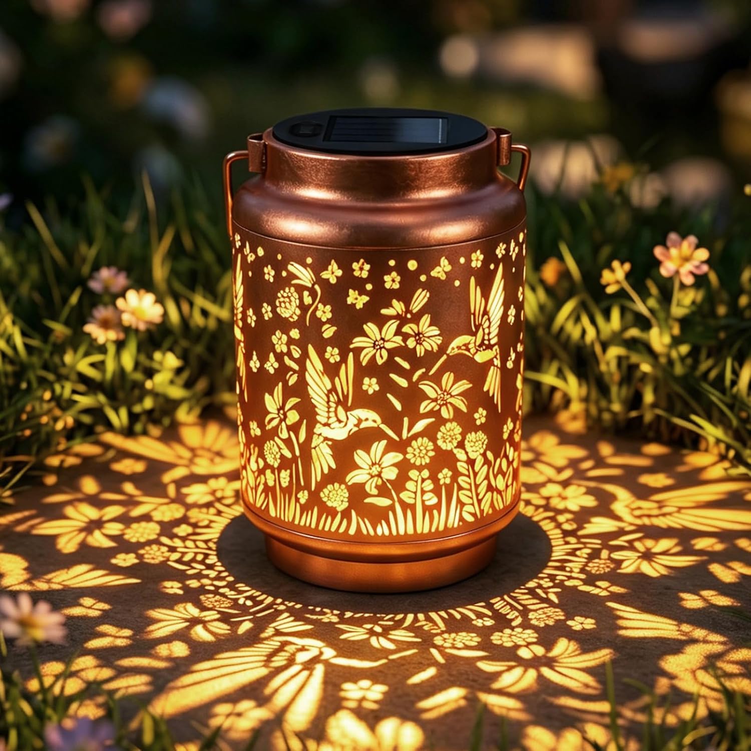 Hummingbird Solar Lanterns Outdoor Waterproof Hanging Metal Solar Garden Lights Decor Gifts for Women Mom Grandma Solar Lights for Yard, Patio, Backyard, Porch, 1 Pack