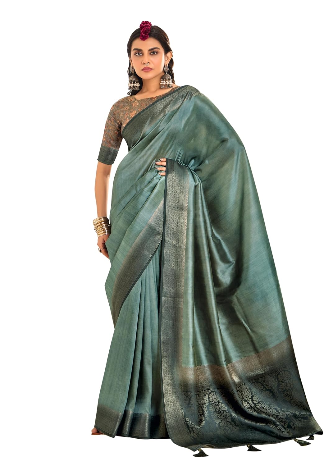 AKHILAM Women's Tussar Silk Solid Saree With Unstitched Blouse (PLLAVI3001_SS_Parent) - Review, Price and Buying Guide
