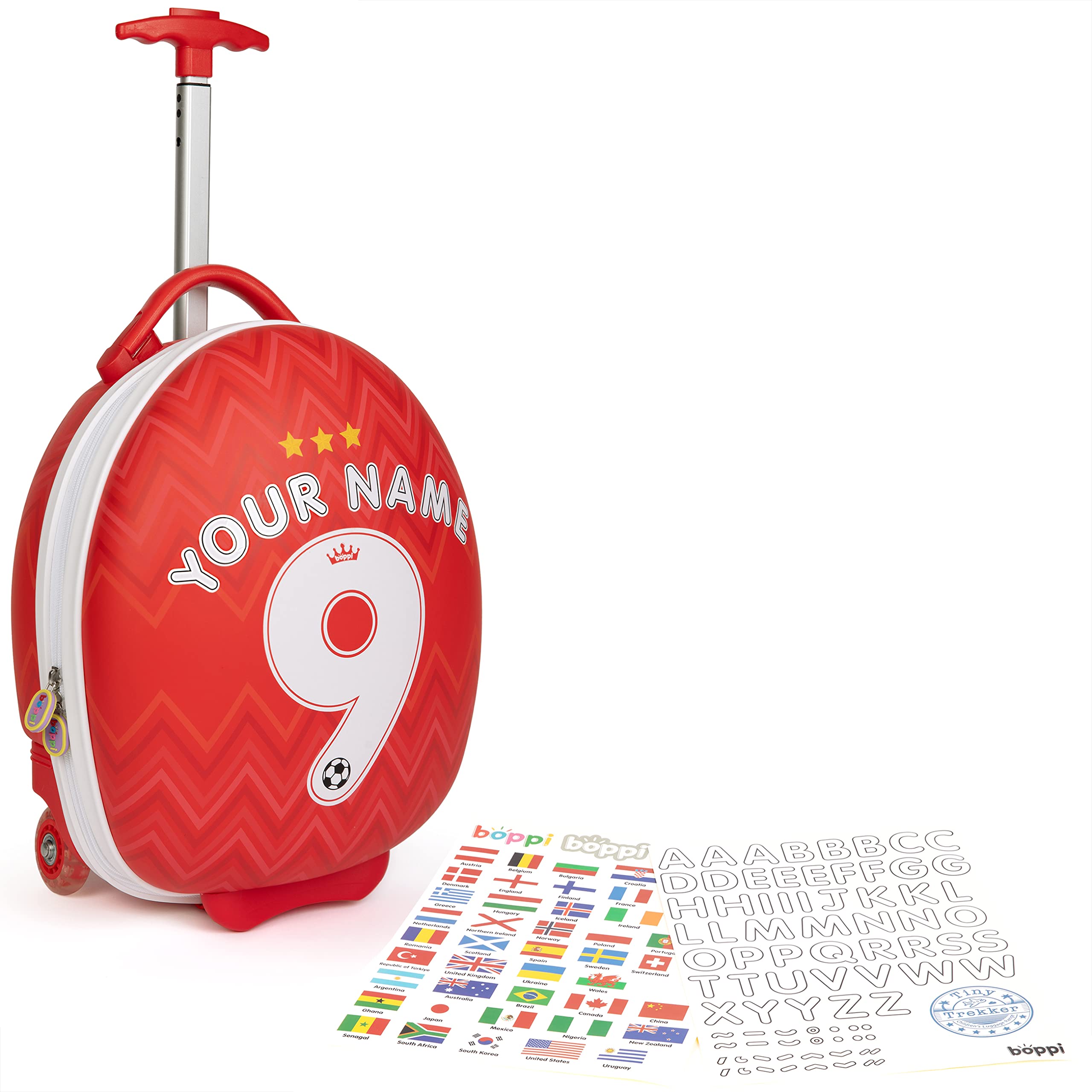 boppi Tiny Trekker Trolley Bagaglio a Mano Per Bambini Con Ruote e Manico Regolabile - Valigia Bagaglio a Mano Rigida Piccola da Cabina Asilo Scuola e Viaggio 17L