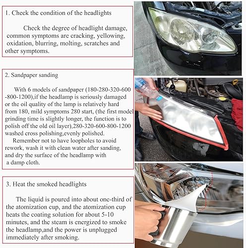 Miniatura 6 de Kit de reparación de faros delanteros, kits de restauración de faros con líquido de reparación de 21.1 onzas líquidas, herramienta de reparación de