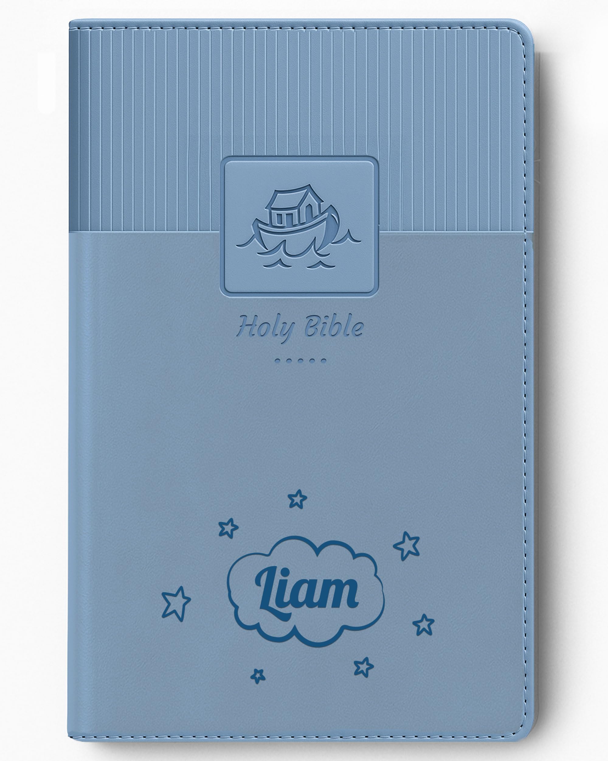 Printualist Personalized Gift Baby’s Bible with Custom Name, New International Version Blue, Red Letter Edition, Comfort Print, Faux Leather