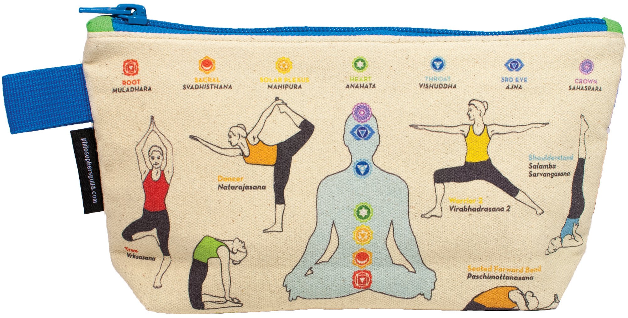 The Unemployed Philosophers Guild Yoga Bag - 9" Canvas Zipper Asana Themed Pouch for Pencils, Tools, Cosmetics, Toiletries and More